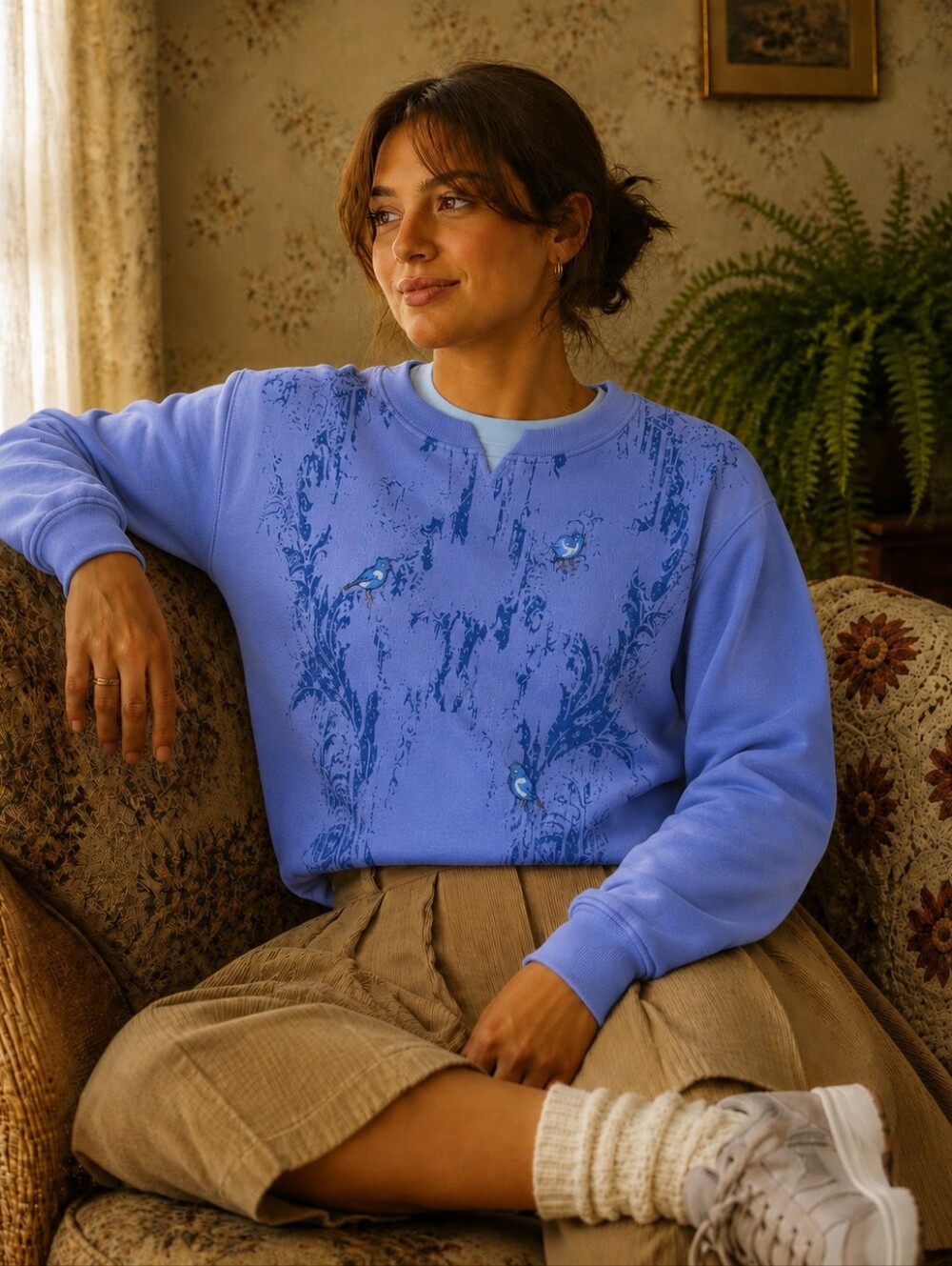 Northern Traditions Vtg Bird & Paisley Graphic Sweatshirt - XS - Grandma 90s